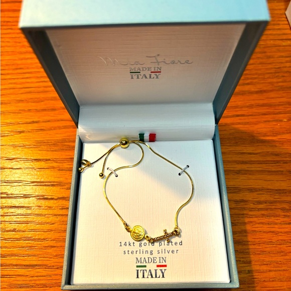 Mia Fiore 14K Gold Plated Sterling Silver Religious Bracelet RARE - Picture 1 of 2